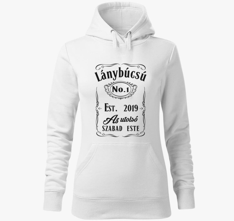 Lánybúcsú Jack Daniels kapucnis pulóver — Fehér