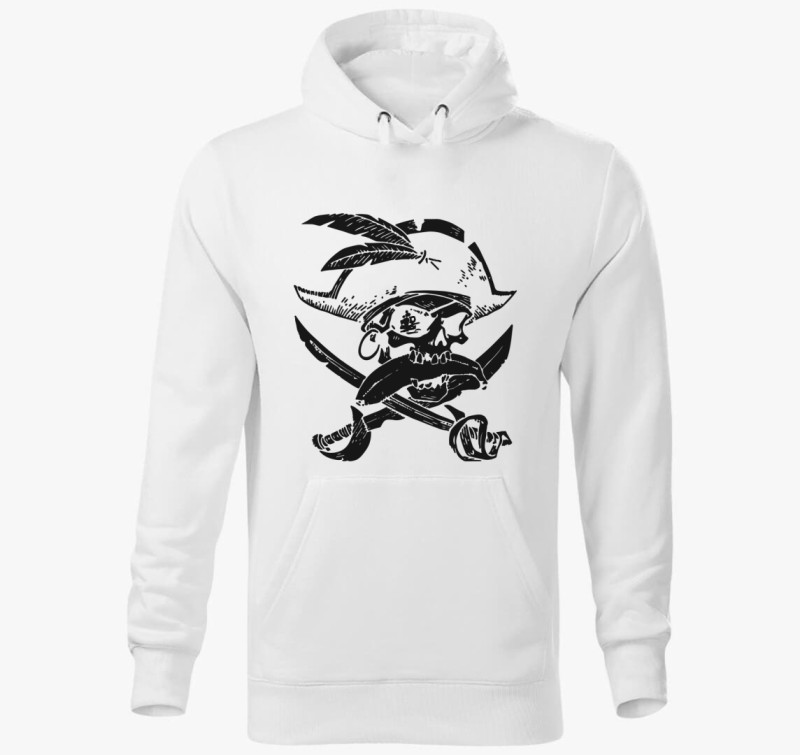 Pirate skull silhouette kapucnis pulóver — Fehér