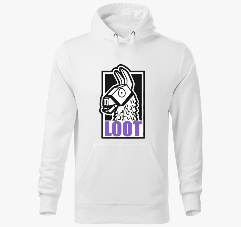 Fornite Loot purple kapucnis pulóver — Fehér