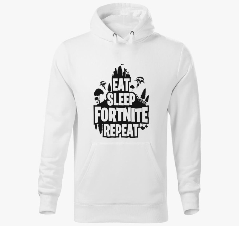 Eat sleep fornite repeat kapucnis pulóver — Fehér