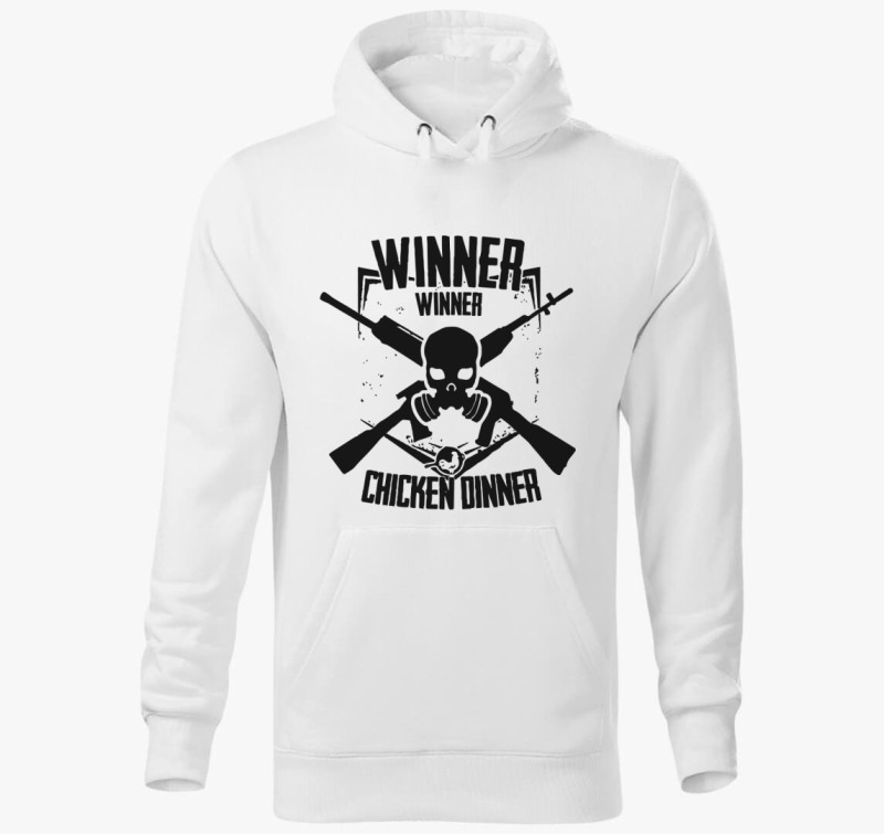 PUBG winner chicken dinner kapucnis pulóver — Fehér
