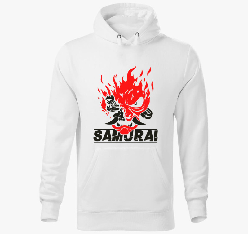 Samurai arc kapucnis pulóver — Fehér