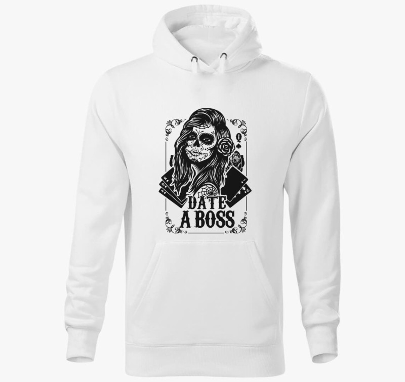 Date a boss kapucnis pulóver — Fehér
