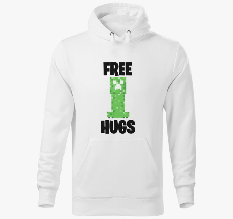 Minecraft free hug kapucnis pulóver — Fehér