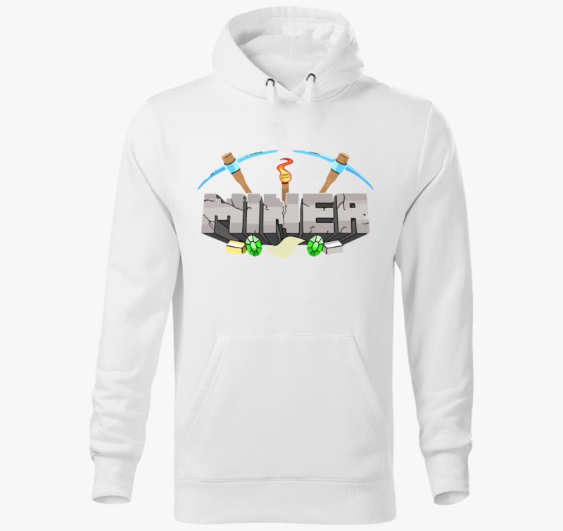 Minecraft miner kapucnis pulóver — Fehér