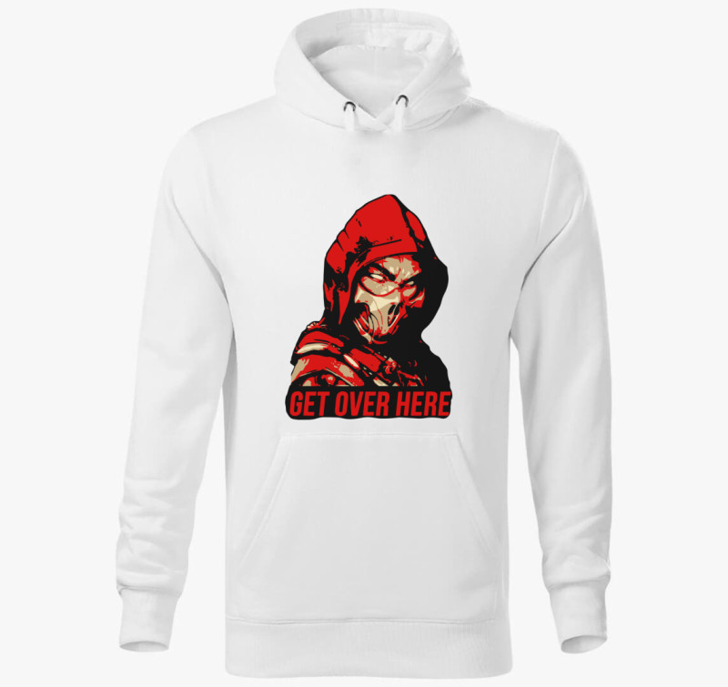 Mortal Kombat Get Over Here kapucnis pulóver — Fehér