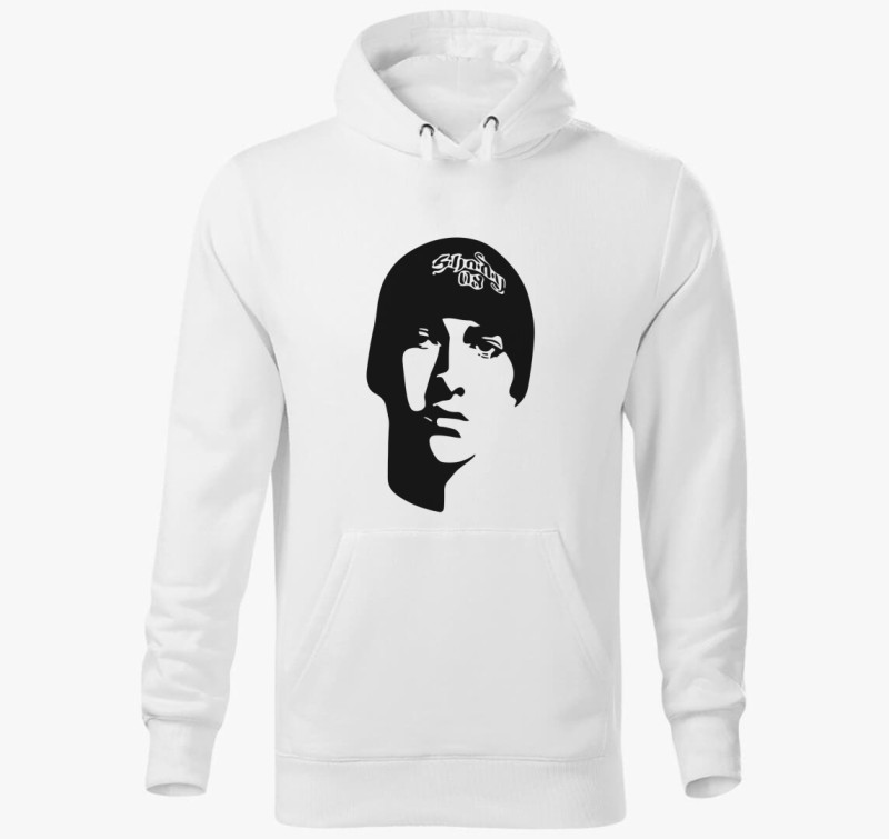 Eminem portré kapucnis pulóver — Fehér