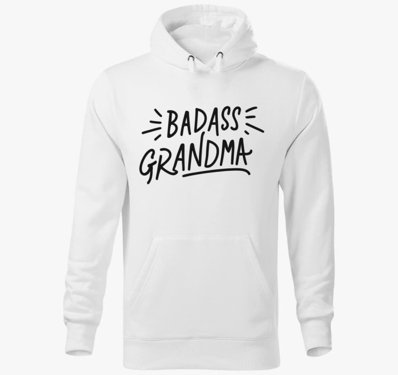 Badass Grandma kapucnis pulóver — Fehér