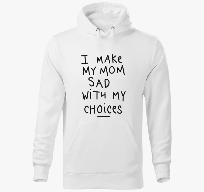 Mom Sad kapucnis pulóver — Fehér