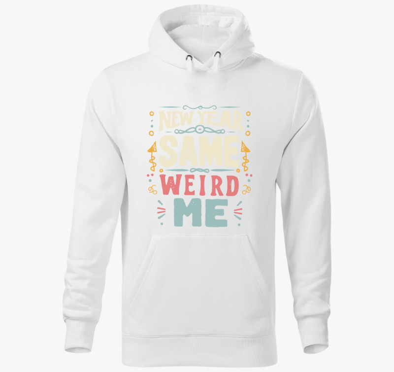 New Year Same Weird Me kapucnis pulóver — Fehér