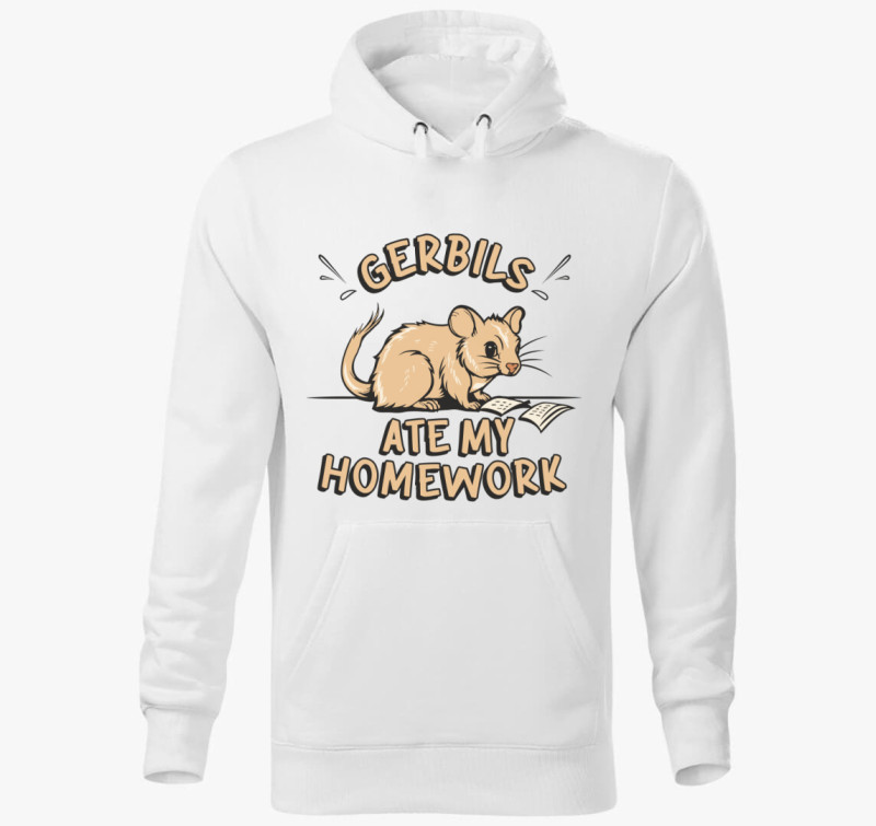 Gerbil homework kapucnis pulóver — Fehér