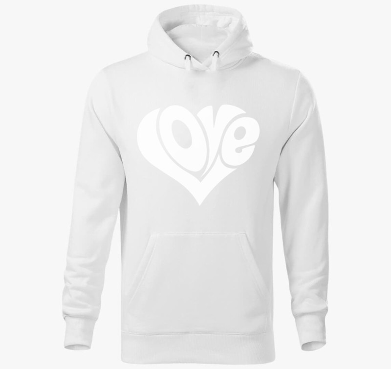 Love szerelem kapucnis pulóver — Fehér