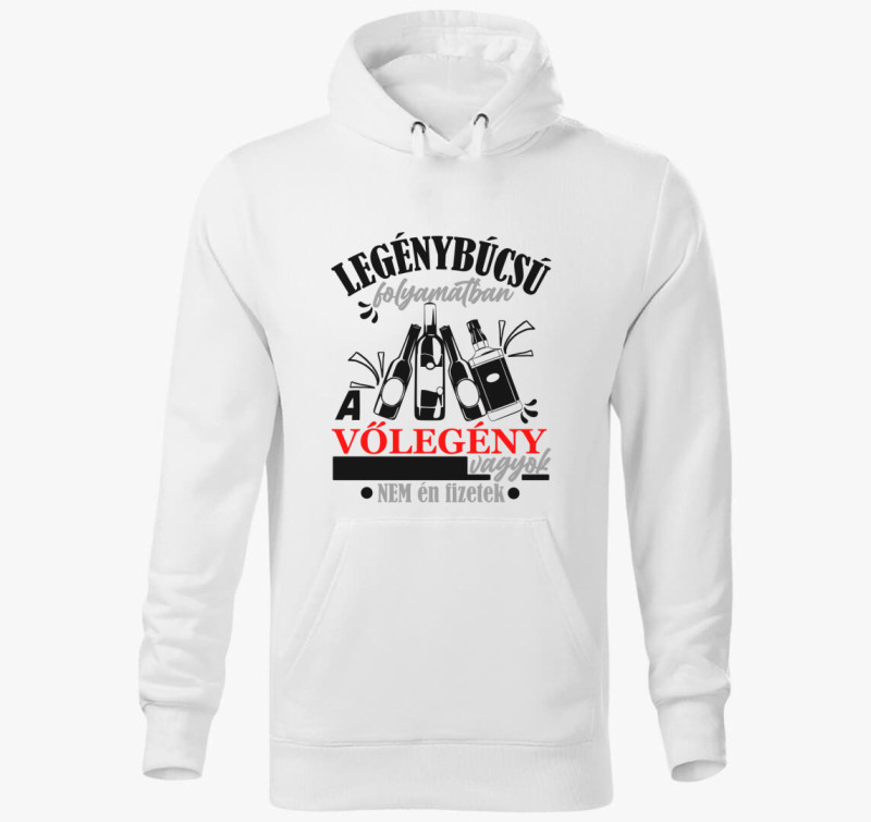 Legénybúcsús Vőlegény kapucnis pulóver — Fehér