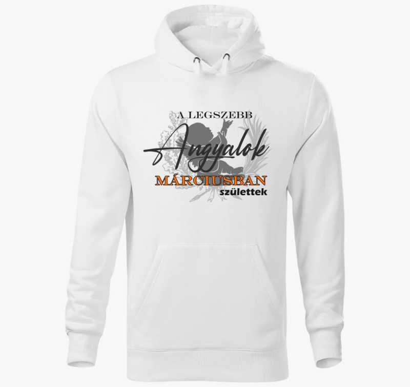Márciusi Angyal kapucnis pulóver — Fehér