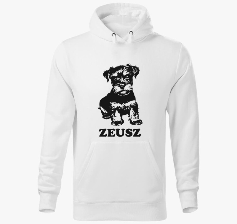 Schnauzer névvel 3 kapucnis pulóver — Fehér