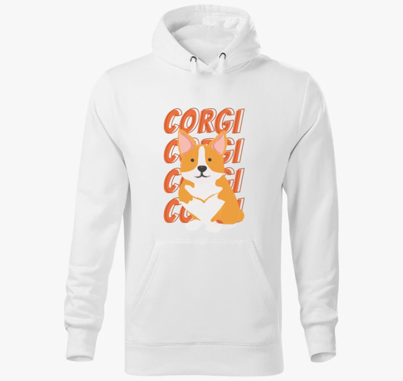 Corgi mintás kapucnis pulóver — Fehér