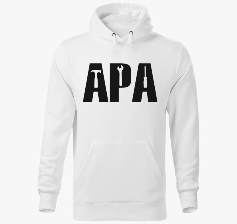 Apa szerelő kapucnis pulóver — Fehér