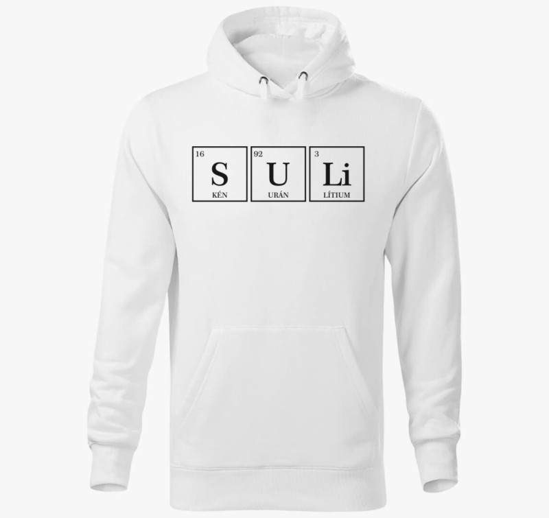 Periódusos Suli kapucnis pulóver — Fehér