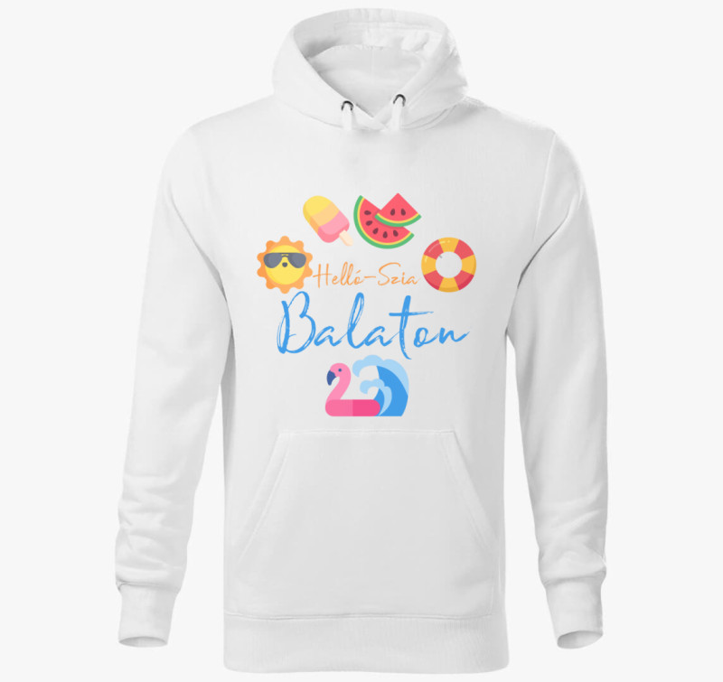 Hello-Szia Balaton kapucnis pulóver — Fehér