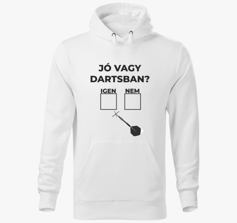 Jó Vagy Dartsban kapucnis pulóver — Fehér