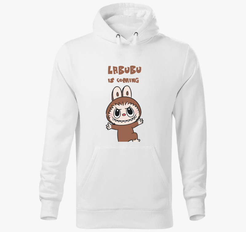Labubu is coming kapucnis pulóver — Fehér