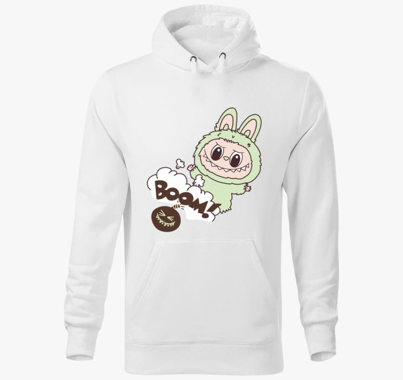 Bombás labubu kapucnis pulóver — Fehér