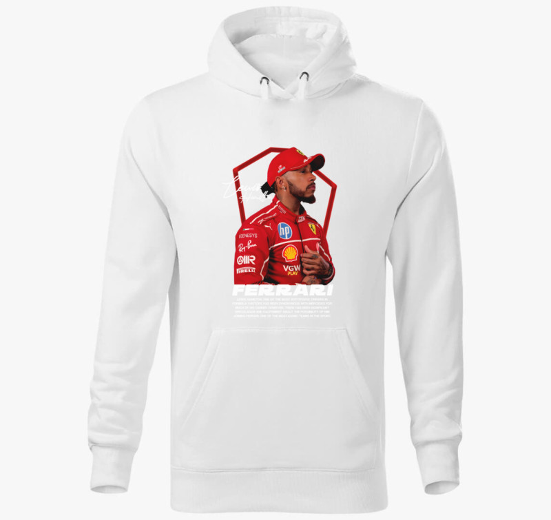 Lewis Hamilton Ferrari Arckép kapucnis pulóver — Fehér