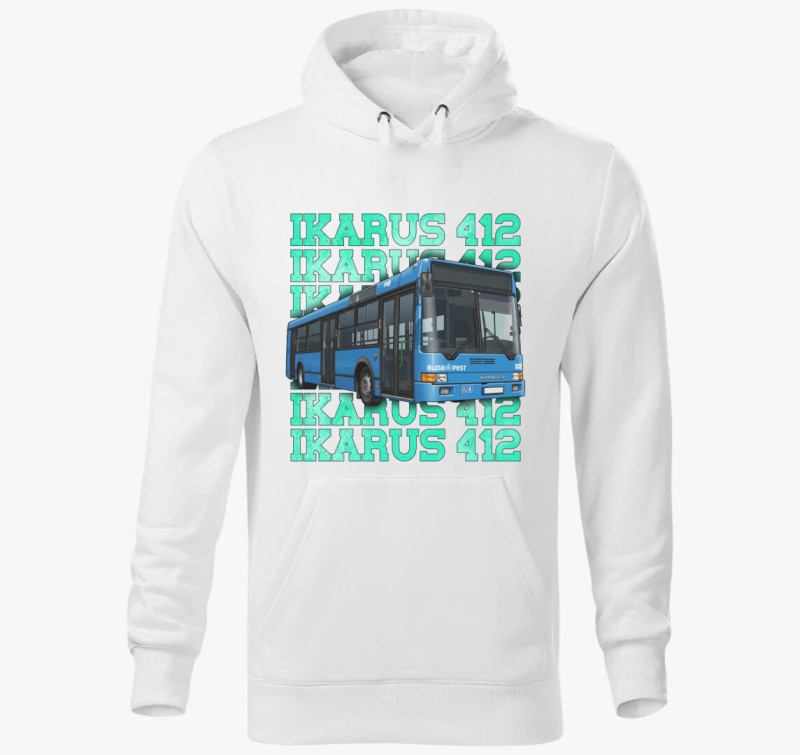 Ikarus 412 Busz kapucnis pulóver — Fehér