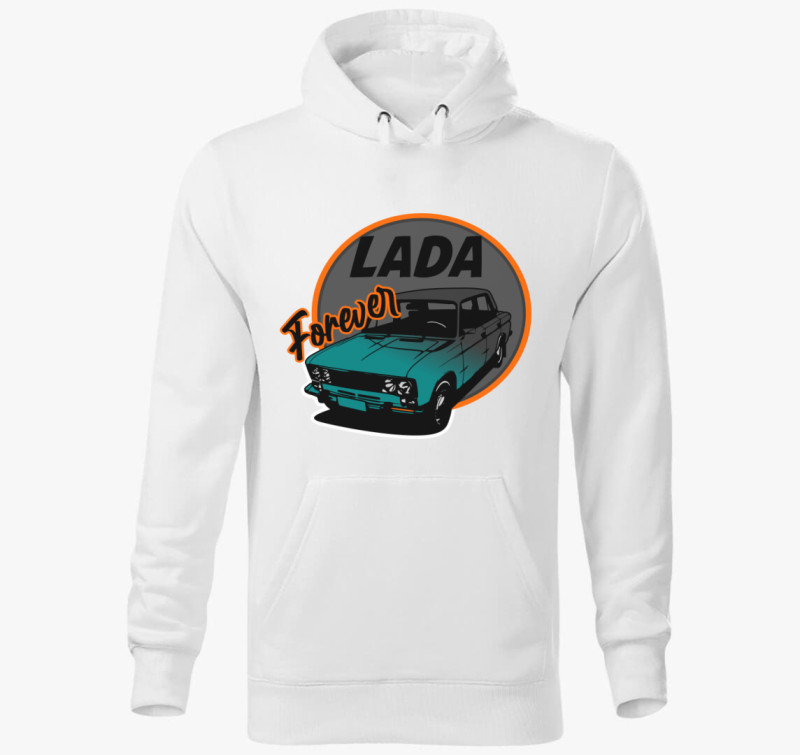 Lada szerelmeseinek mintás kapucnis pulóver — Fehér