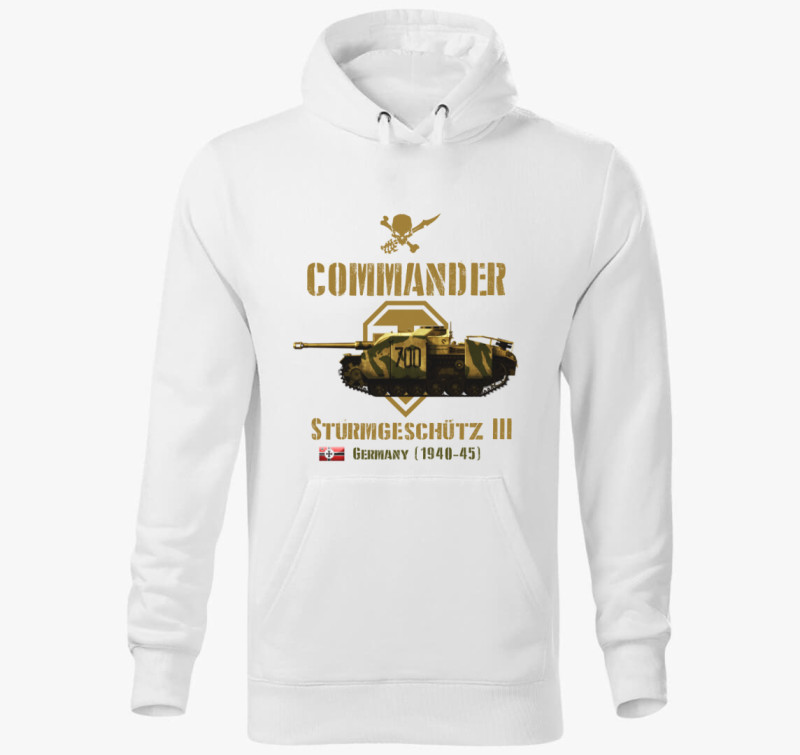 Commander STUG III kapucnis pulóver — Fehér