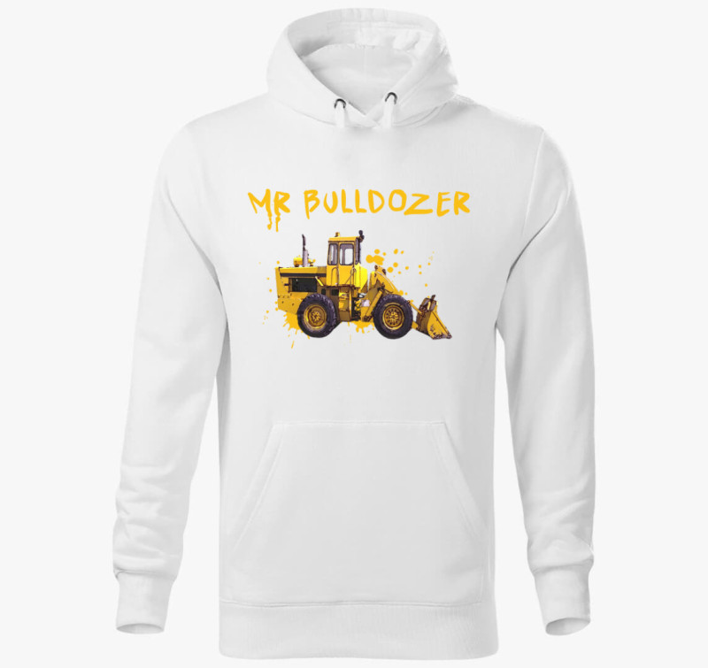Mr. Bulldozer kapucnis pulóver — Fehér