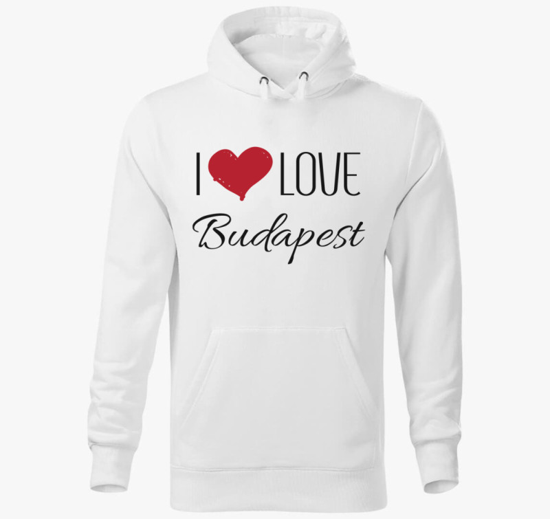 I love Budapest kapucnis pulóver — Fehér