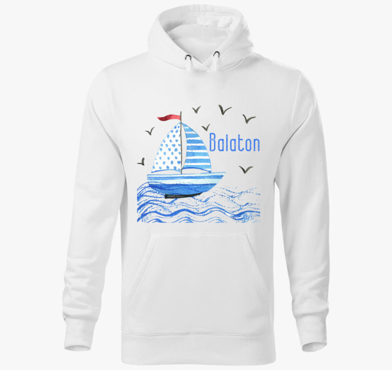 Vitorlás Balaton kapucnis pulóver — Fehér