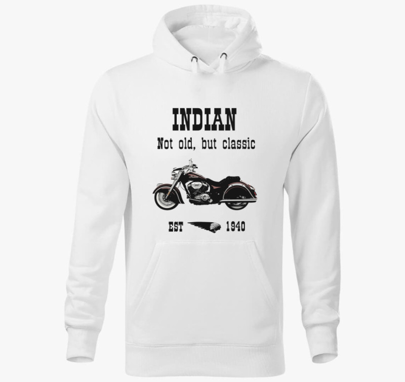 Klasszikus Indián Motor kapucnis pulóver — Fehér