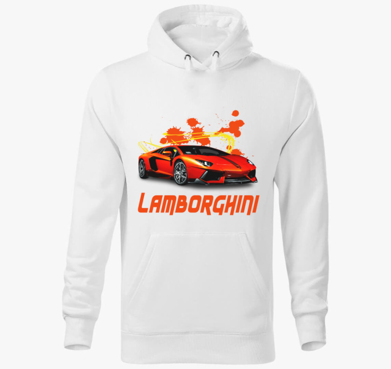 Orange Lamborghini kapucnis pulóver — Fehér