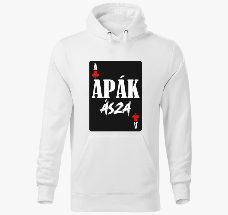 Apák ásza kártyás feliratos kapucnis pulóver — Fehér