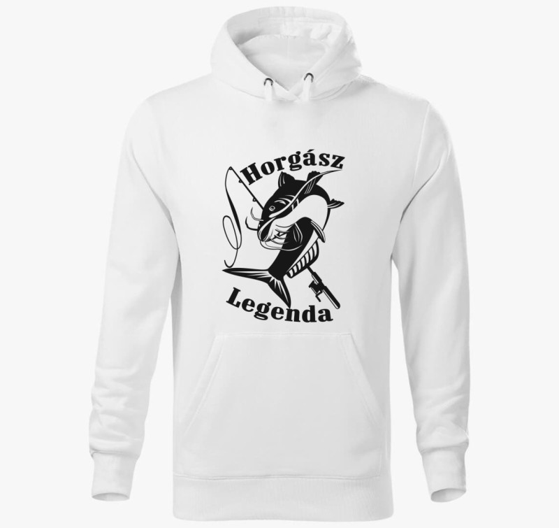 Horgász legenda horgász kapucnis pulóver — Fehér