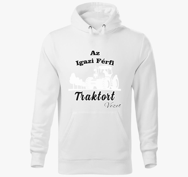 Az igazi férfi traktort vezet — Fehér