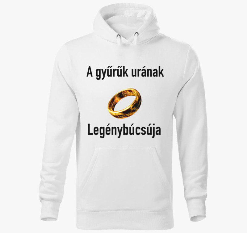 Gyűrűk ura legénybúcsú kapucnis pulóver — Fehér