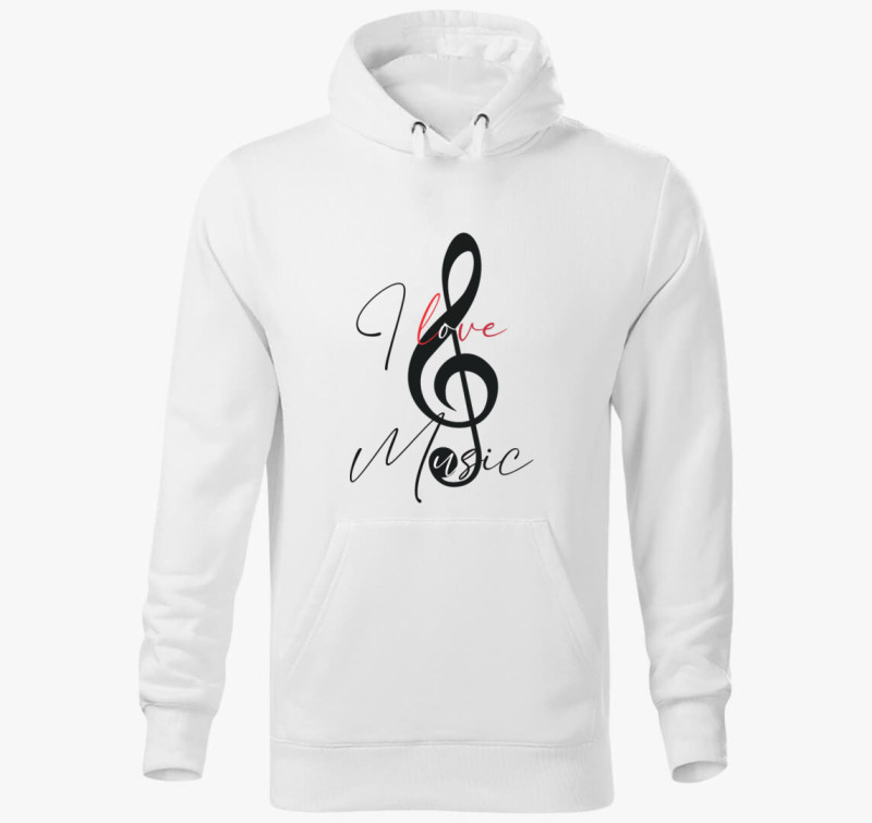 I love music kapucnis pulóver — Fehér