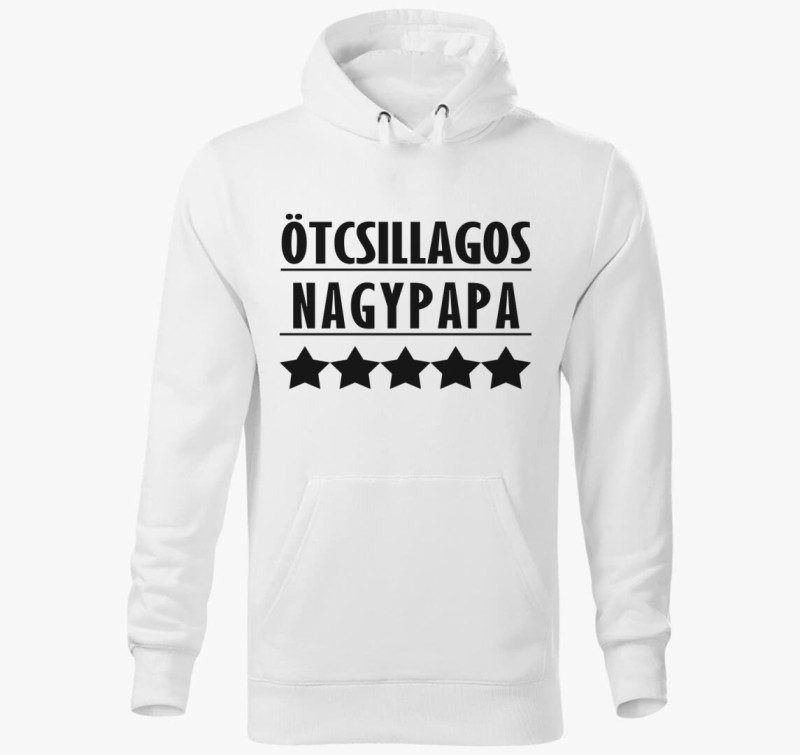 Ötcsillagos nagypapa kapucnis pulóver — Fehér