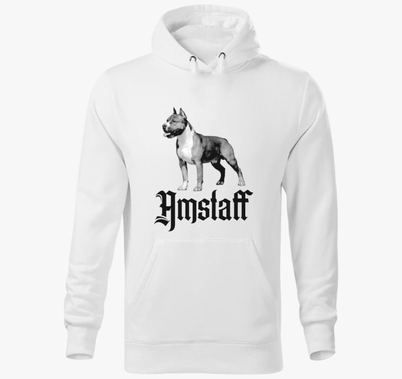 Amstaff kutya kapucnis pulóver — Fehér