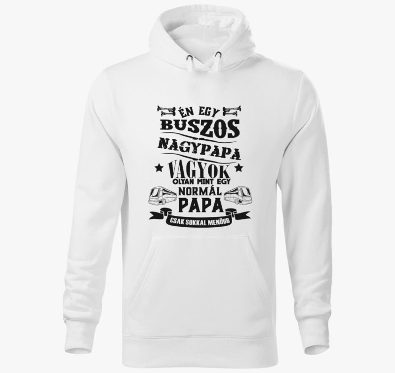 Buszos nagypapa kapucnis pulóver — Fehér