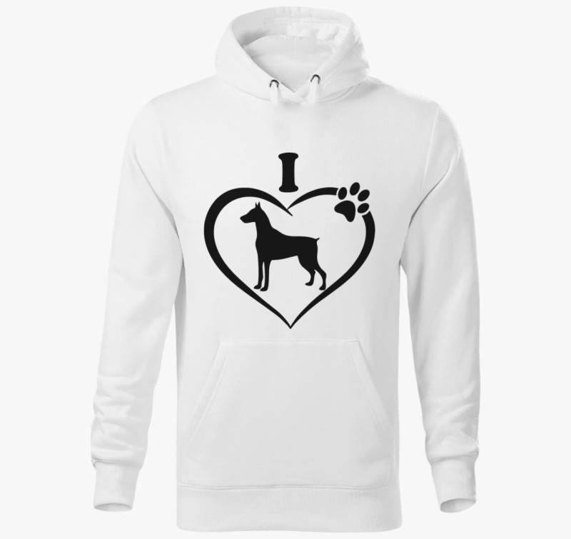 Dobermann kapucnis pulóver — Fehér