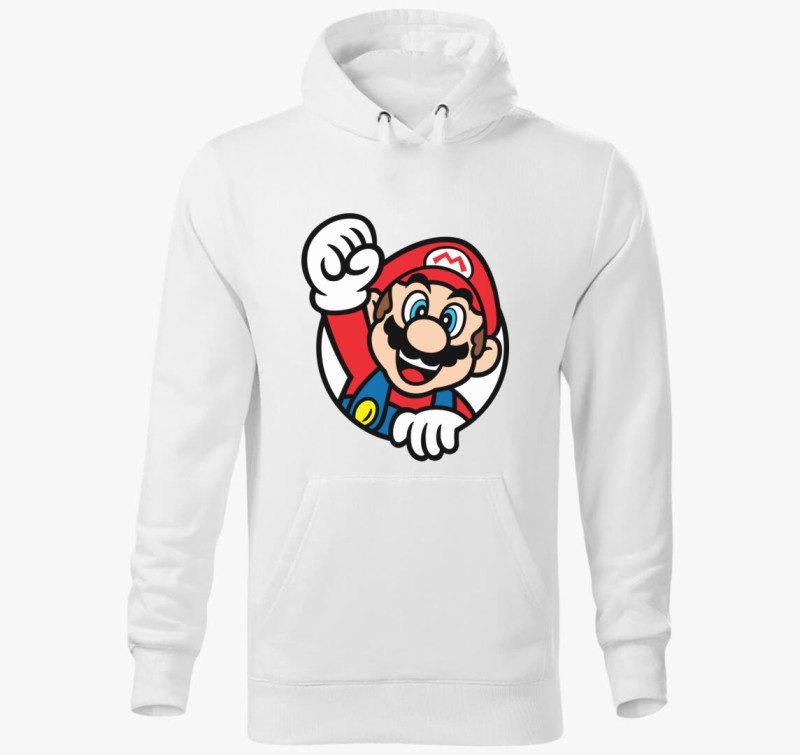 Supermario kapucnis pulóver — Fehér
