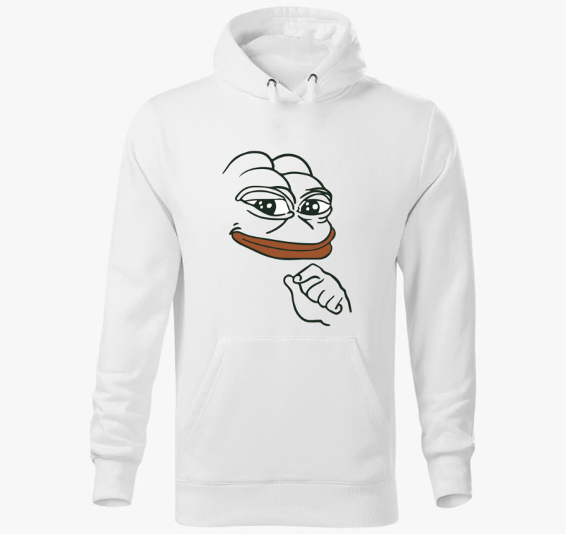 Pepe a Béka mosolygós kapucnis pulóver — Fehér