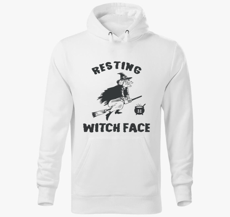 Resting Witch Face kapucnis pulóver — Fehér