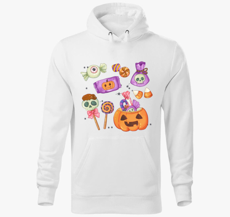 Halloween cukorka kapucnis pulóver — Fehér