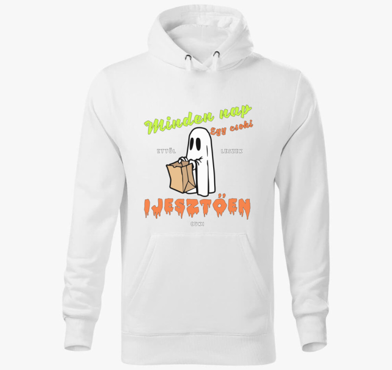 Cuki szellem halloweeni kapucnis pulóver — Fehér