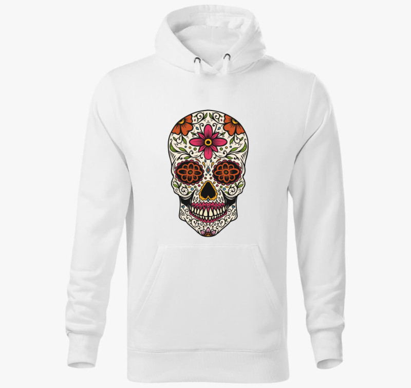 Halloween Calavera koponya kapucnis pulóver — Fehér